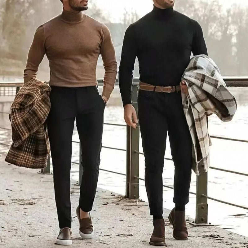 Herren Rollkragenpullover aus weichem Stretchmaterial Heidi-Mode