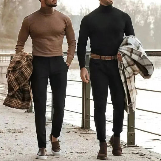 Herren Rollkragenpullover aus weichem Stretchmaterial Heidi-Mode