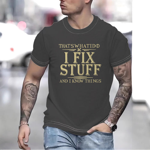 Herren T-Shirt mit humorvollem Aufdruck und hochwertiger Baumwollmischung Heidi-Mode