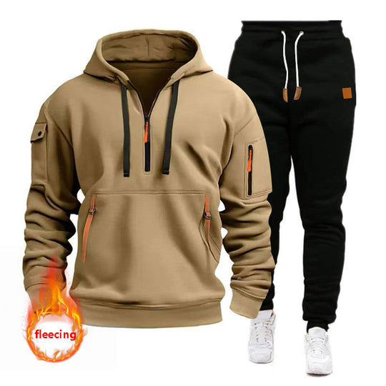 Herren Sportliches Hoodie-Set mit funktionalen Taschen und atmungsaktiven Eigenschaften Heidi-Mode