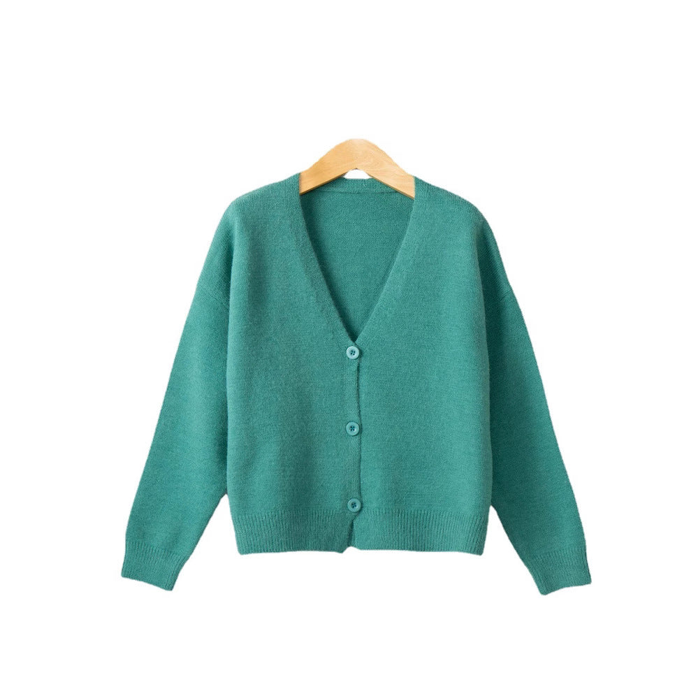 Damen Strickjacke mit V-Ausschnitt und Knopfdetails Heidi-Mode