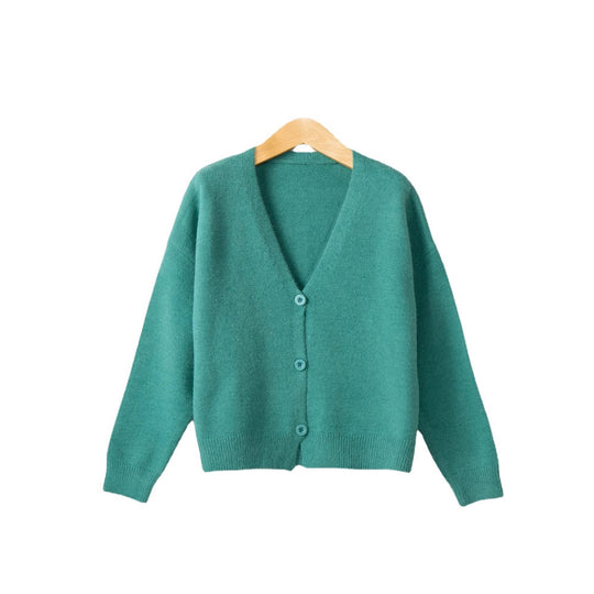 Damen Strickjacke mit V-Ausschnitt und Knopfdetails Heidi-Mode