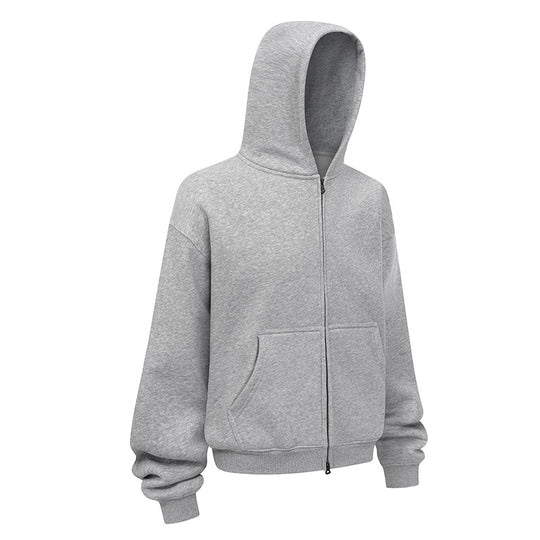 Damen entspannte Kapuzenjacke aus weichem Sweatmaterial mit praktischen Seitentaschen Heidi-Mode