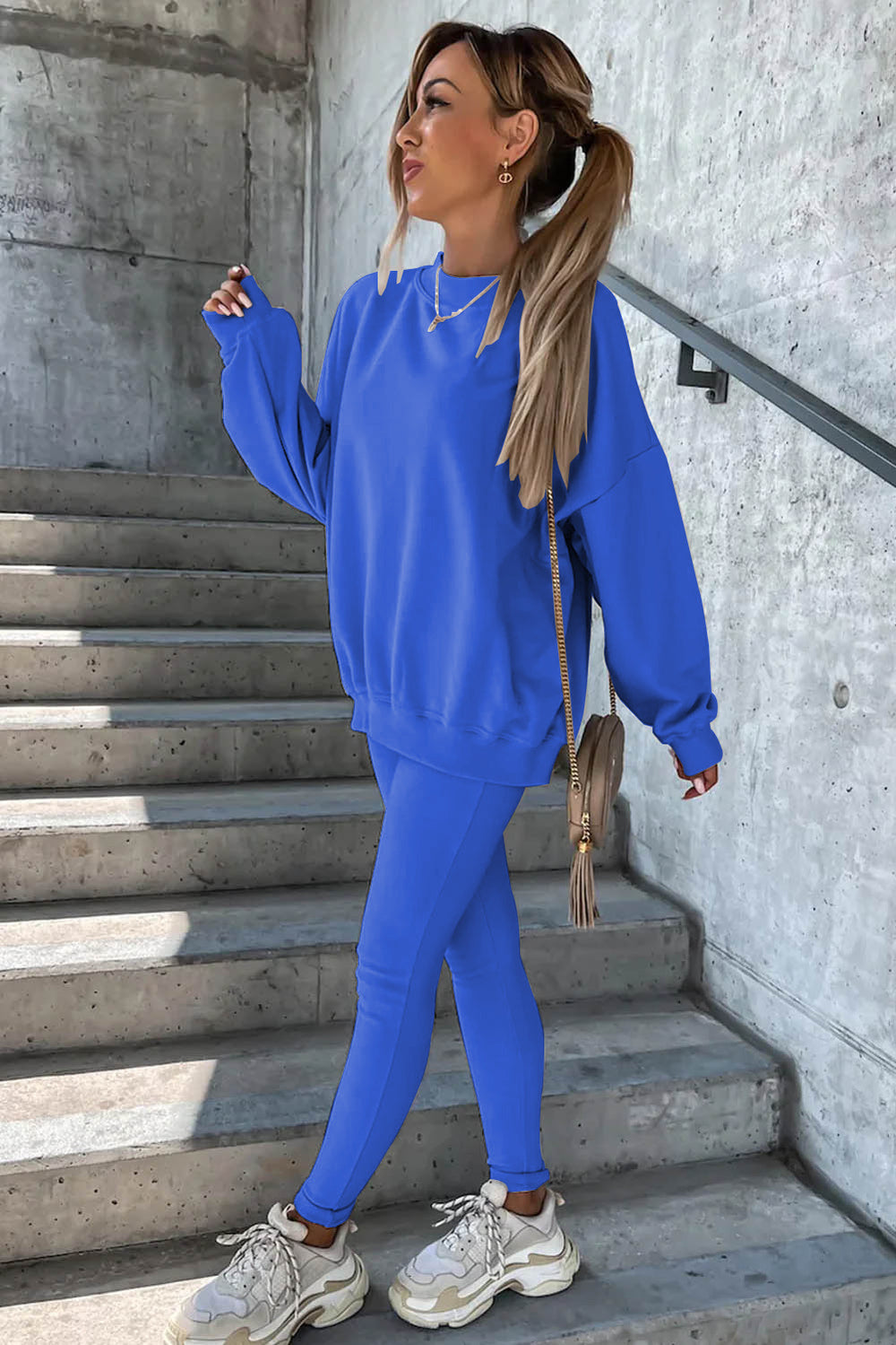 Damen Oversized Sweatshirt mit weitem Schnitt und strukturierten Ärmeln Heidi-Mode