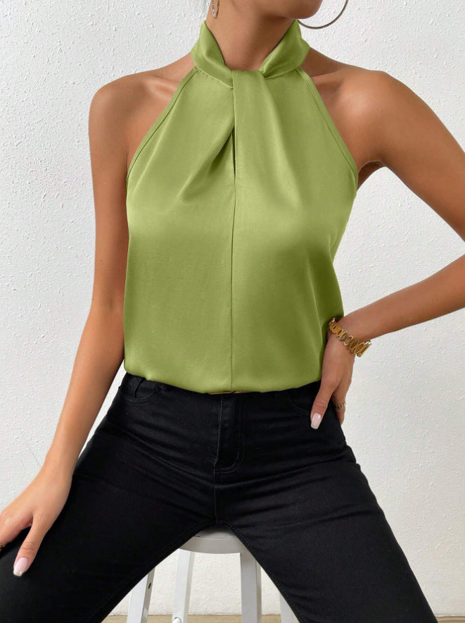 Heidi-Mode | Damen Knoten Hals Stil Top Seide