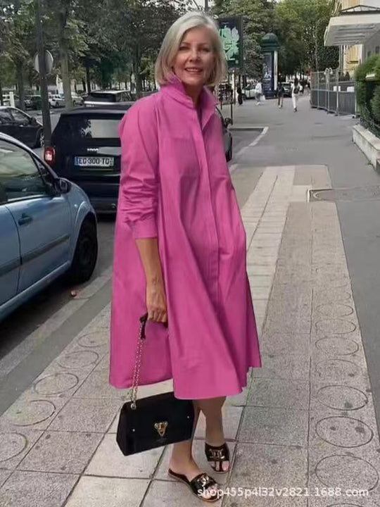 Damen Elegantes und lässiges Hemdkleid mit Taschen Heidi-Mode