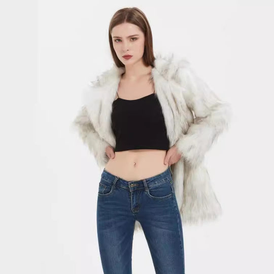 Damen Coole und lässige Kunstpelzjacke Heidi-Mode