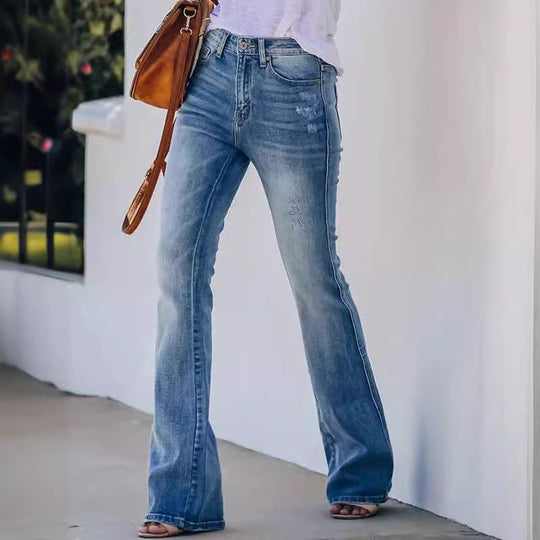 Damen Bootcut Jeans im lässigen Chic mit verkürztem Bein Heidi-Mode