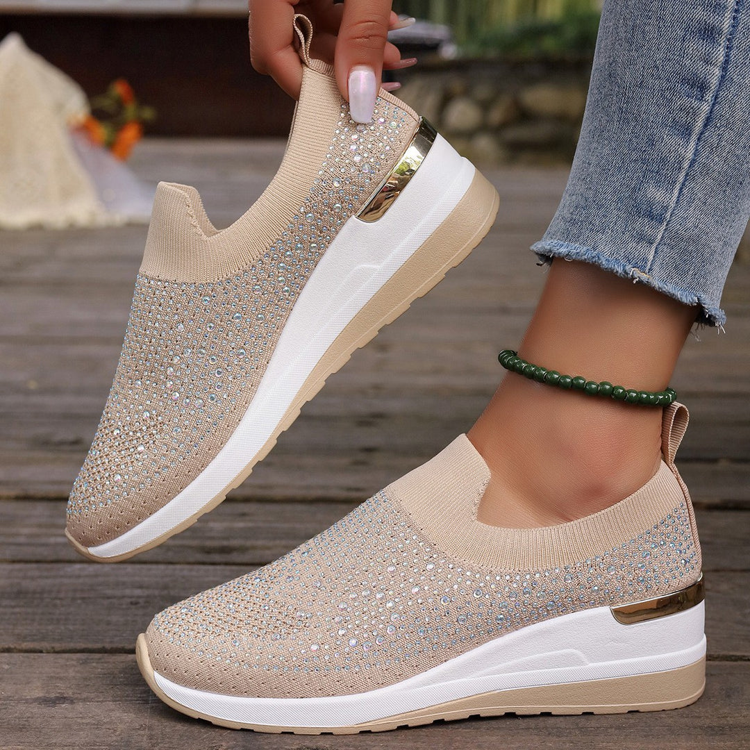 Damen Glitzernde Slip-On Sneakers mit bequemer und dämpfender Sohle Heidi-Mode