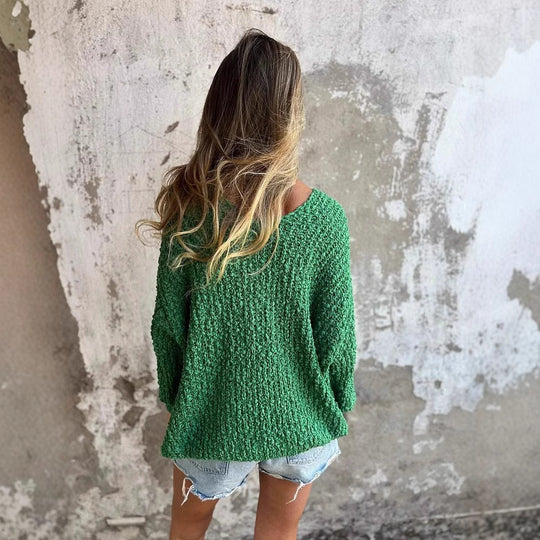 Damen Strickpullover mit V-Ausschnitt und lässigem Schnitt Heidi-Mode