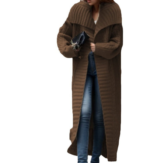 Damen Strickmantel mit strukturiertem Design und voluminösen Ärmeln Heidi-Mode