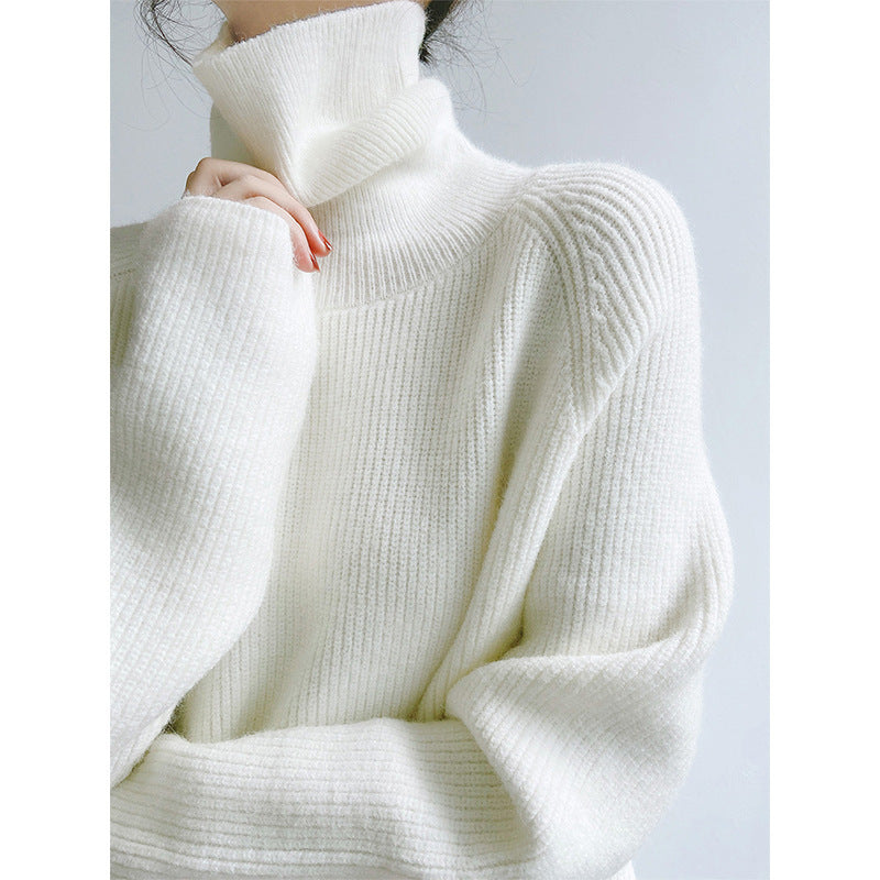 Damen Kuscheliger Rollkragenpullover aus weicher Baumwolle Heidi-Mode