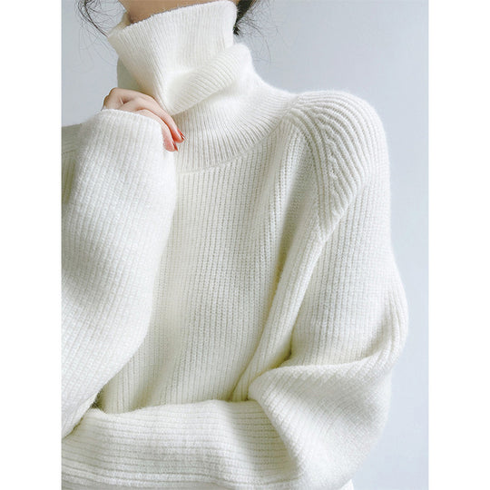 Damen Kuscheliger Rollkragenpullover aus weicher Baumwolle Heidi-Mode