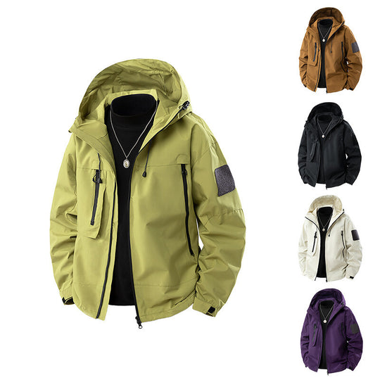 Herren wasserfeste Multifunktionsjacke mit Kapuze und praktischen Taschen Heidi-Mode