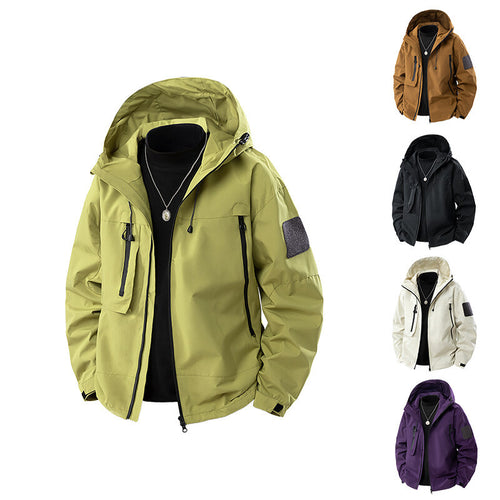 Herren wasserfeste Multifunktionsjacke mit Kapuze und praktischen Taschen Heidi-Mode