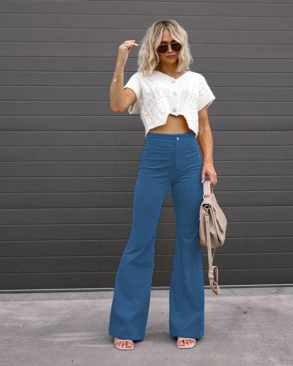 Damen Flared Jeans mit hohem Bund und figurformendem Schnitt Heidi-Mode