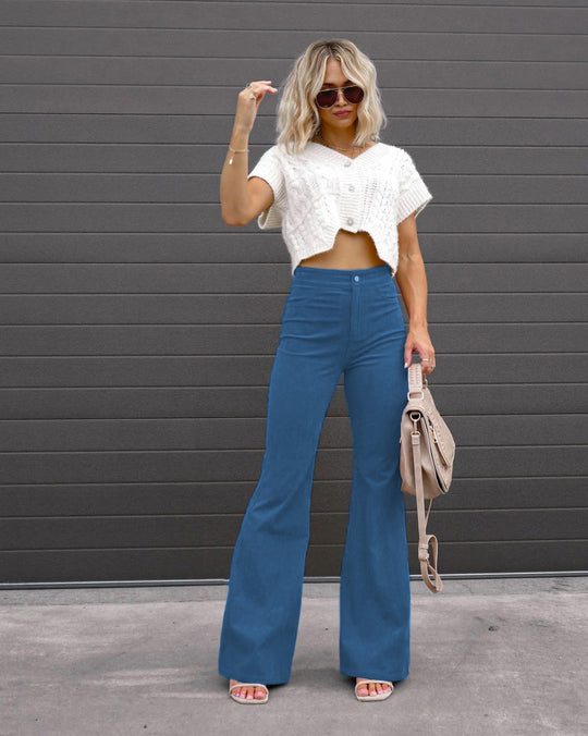 Damen Flared Jeans mit hohem Bund und figurformendem Schnitt Heidi-Mode