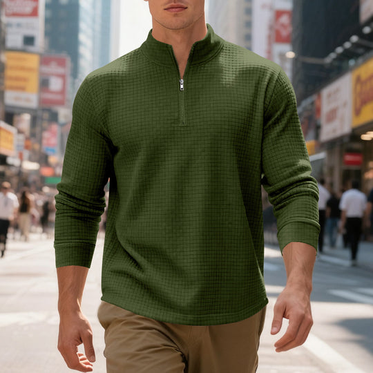 Herren funktionales Langarmshirt mit modernem Stehkragen und Reißverschluss Heidi-Mode