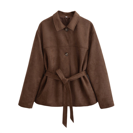 Damen modische Overshirt-Jacke mit Gürtel Heidi-Mode
