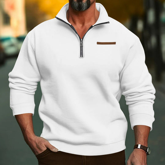 Herren Fleece-Hoodie mit modernem Reißverschluss und hohem Kragen Heidi-Mode