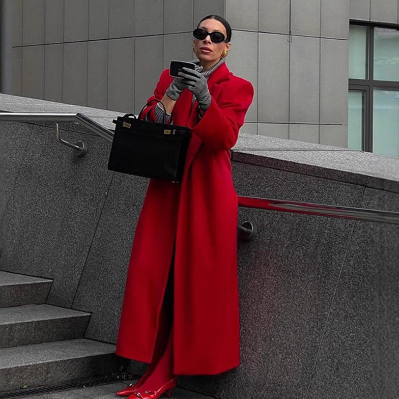 Damen Elegante Wollmantel mit Oversized-Schnitt und schickem Revers Heidi-Mode