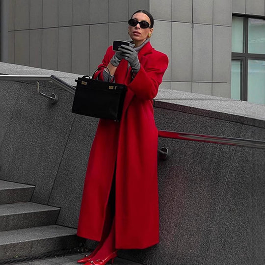 Damen Elegante Wollmantel mit Oversized-Schnitt und schickem Revers Heidi-Mode