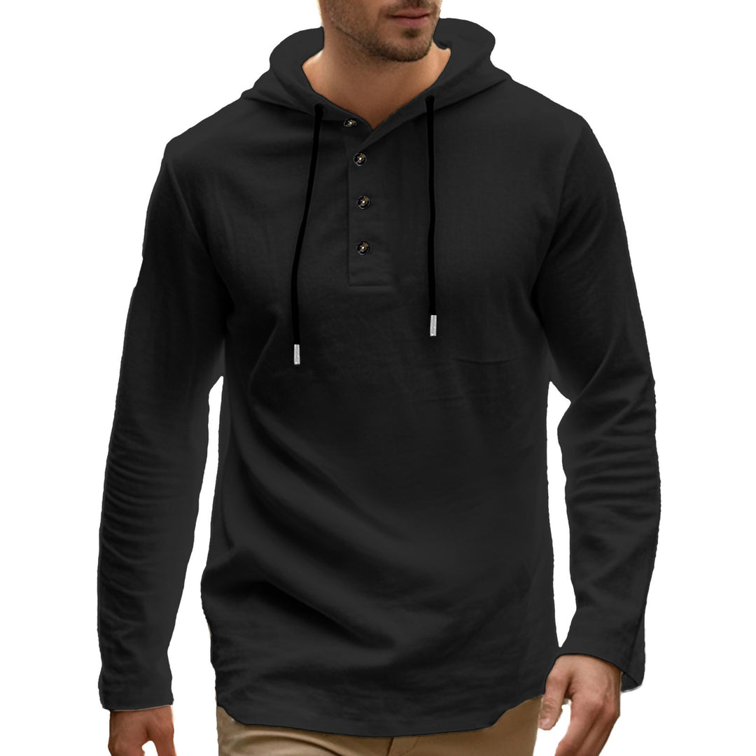 Herren Sportliches Kapuzenoberteil aus atmungsaktivem Material mit Knopfleiste Heidi-Mode