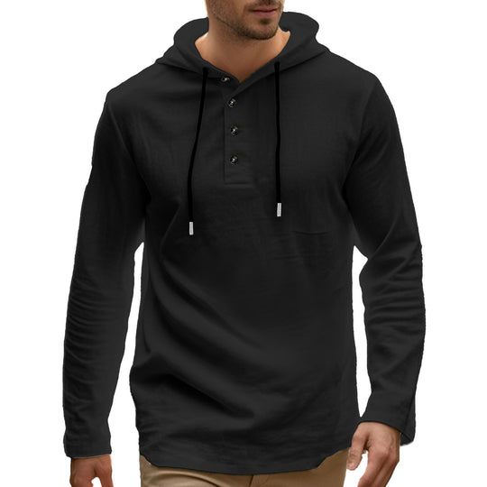 Herren Sportliches Kapuzenoberteil aus atmungsaktivem Material mit Knopfleiste Heidi-Mode