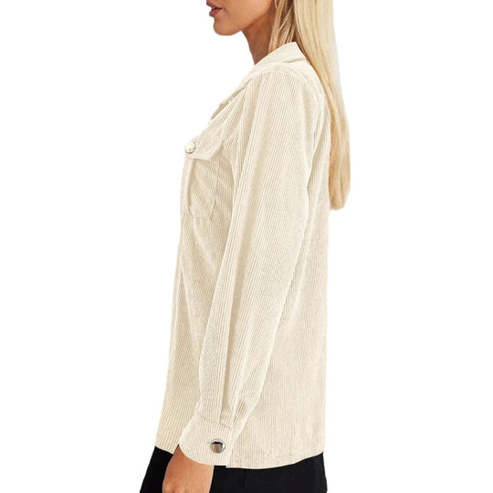 Damen Casual Hemdjacke mit strukturiertem Design und funktionalen Taschen Heidi-Mode