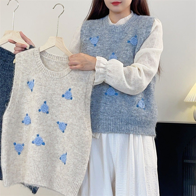 Damen Strickpullover mit floralem Muster Heidi-Mode