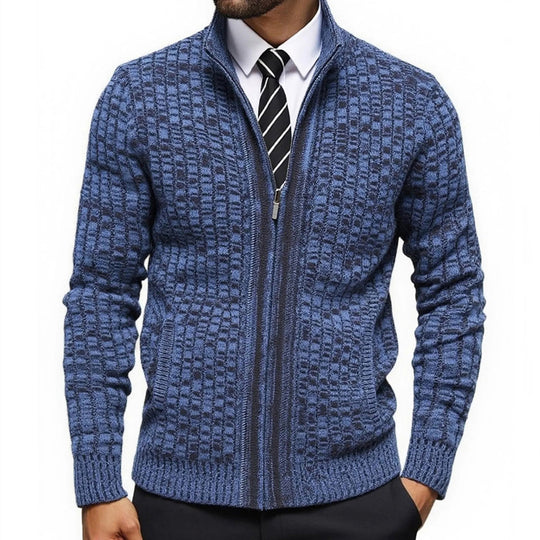 Herren strukturierte Strickjacke mit eleganter Zip-Front Heidi-Mode
