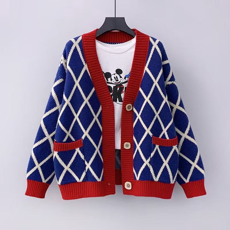 Damen Grobstrickcardigan mit Karomuster Heidi-Mode
