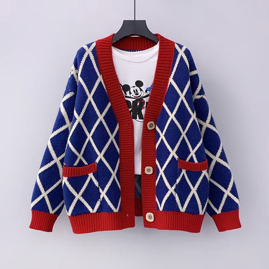 Damen Grobstrickcardigan mit Karomuster Heidi-Mode