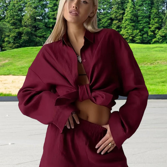 Damen Oversized Hemdblusenkleid mit langen Ärmeln und asymmetrischem Schnitt Heidi-Mode