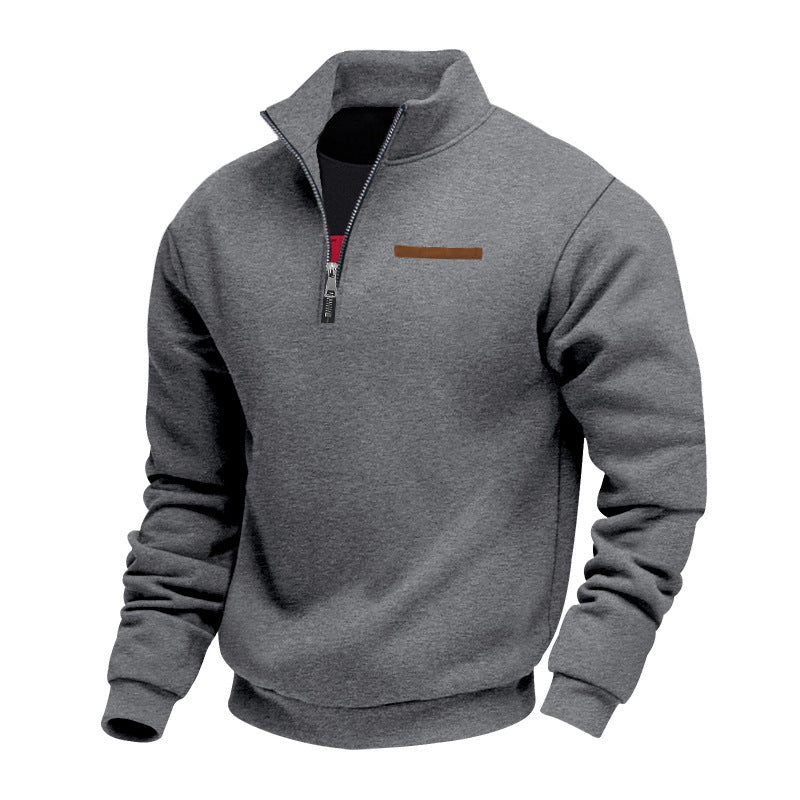 Herren Hochwertiger Fleece-Pullover mit halbem Reißverschluss Heidi-Mode