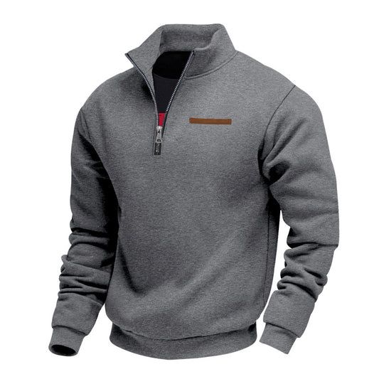 Herren Hochwertiger Fleece-Pullover mit halbem Reißverschluss Heidi-Mode
