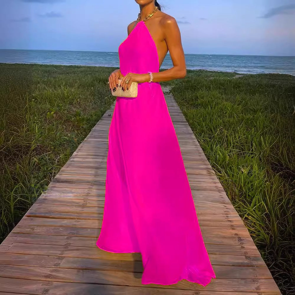 Damen Elegantes Maxikleid mit schmalem Halsband und fließendem Stoff Heidi-Mode