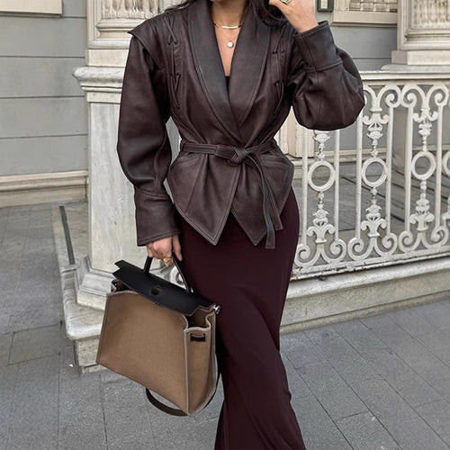Damen Designer blazer mit Gürtel und dekorativen Schnüroptiken Heidi-Mode