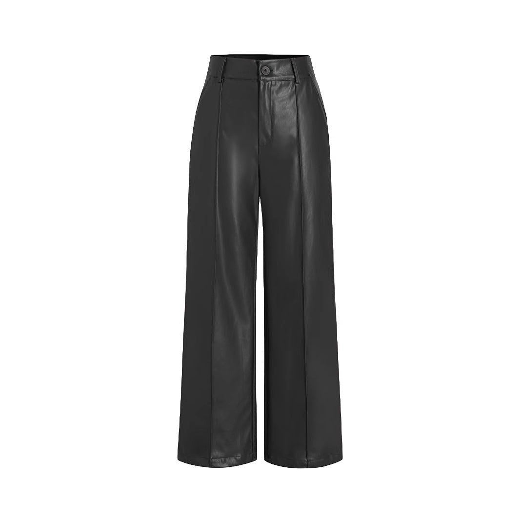 Damen elegante Culotte aus hochwertigem Kunstleder Heidi-Mode