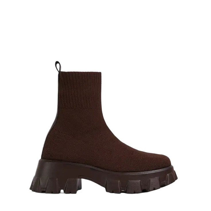 Damen trendige Stiefel mit hohem Schaft und robustem Plateau Heidi-Mode