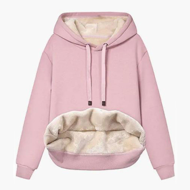 Damen Kuscheliger Kapuzenpullover mit Fleece-Futter Heidi-Mode