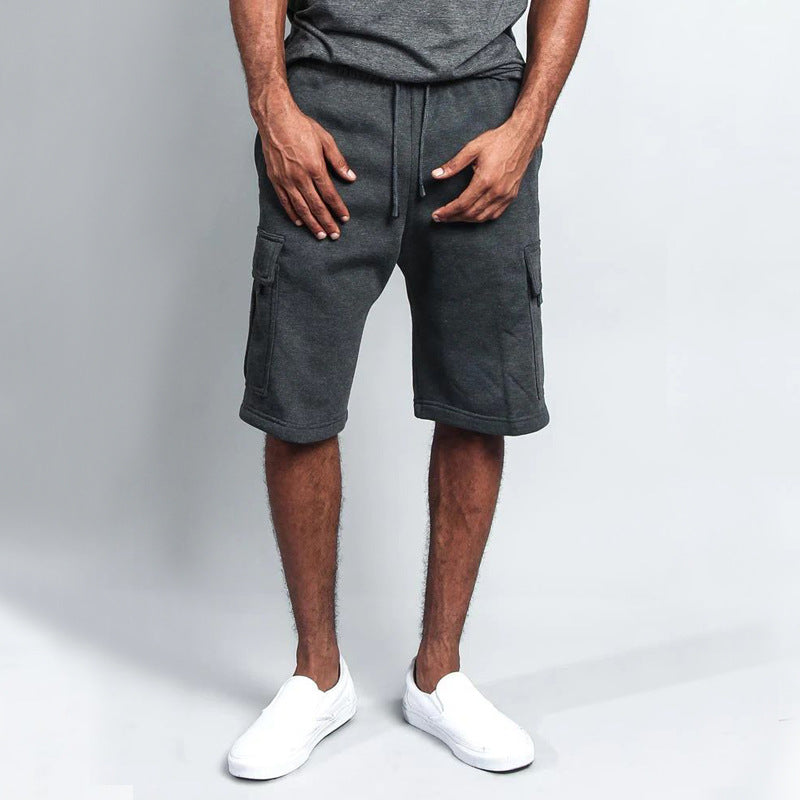 Herren Cargo-Shorts aus atmungsaktivem Sweatstoff mit verstellbarem Kordelzug und praktischen Taschen Heidi-Mode