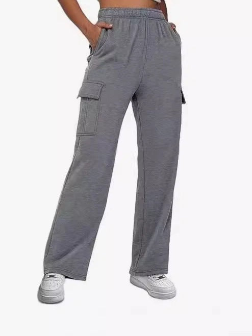 Damen Cargo-Hose mit weitem Bein und praktischen Seitentaschen Heidi-Mode