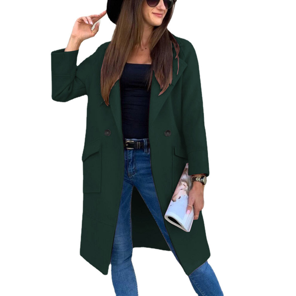 Damen lässiger Oversized-Mantel mit modernen Taschen und elegantem Revers Heidi-Mode