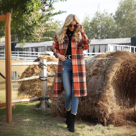 Damen Karierte Overshirtjacke Heidi-Mode