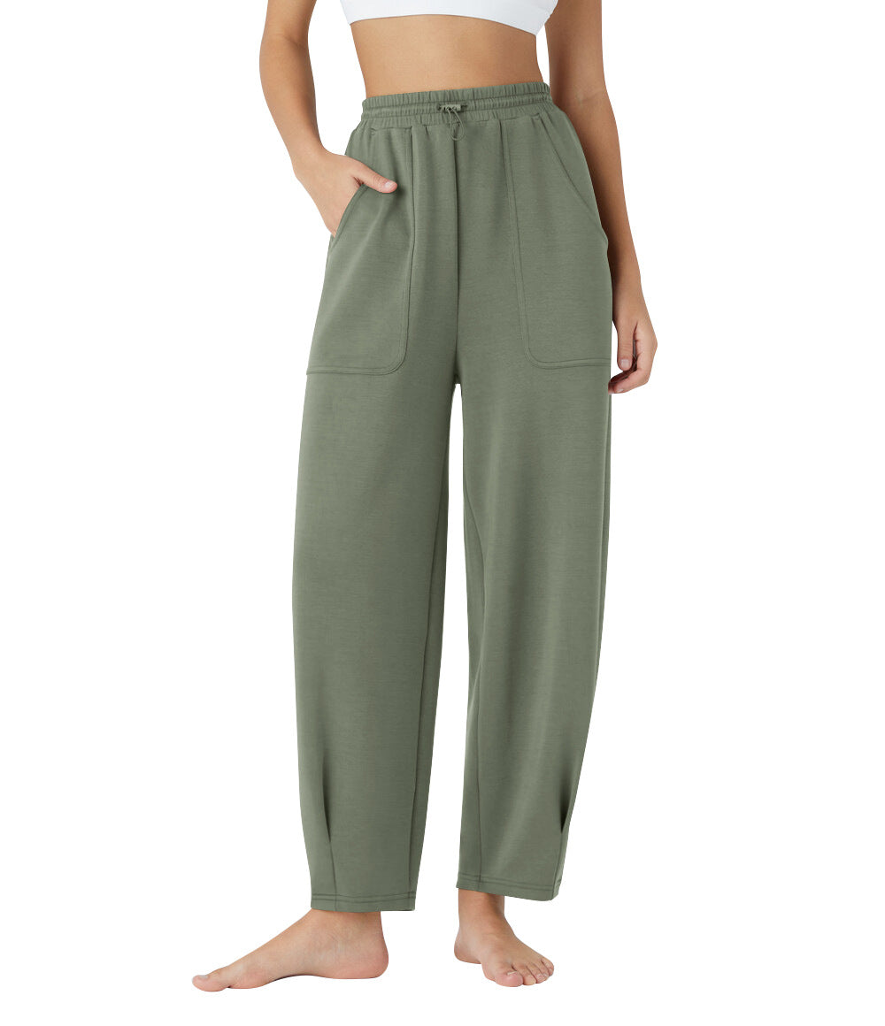 Damen weite Freizeithose mit elastischem Bund und praktischen Taschen Heidi-Mode