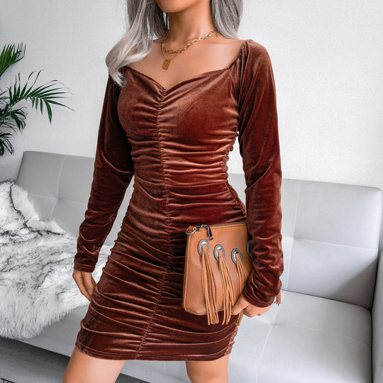 Damen Elegantes Strickkleid mit gerafftem Design Heidi-Mode