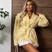 Damen eleganter Oversized-Blazer mit Gürteldetail Heidi-Mode
