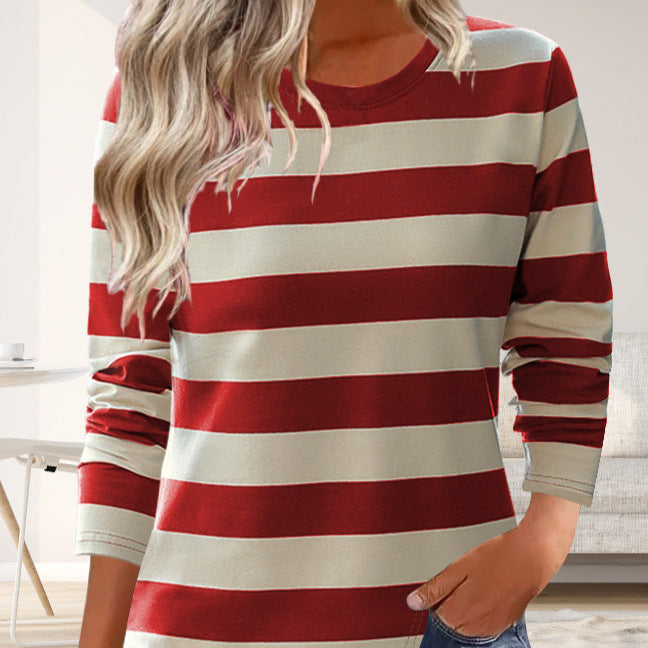 Damen Langarmshirt mit modernem Streifenmuster und bequemer Passform Heidi-Mode