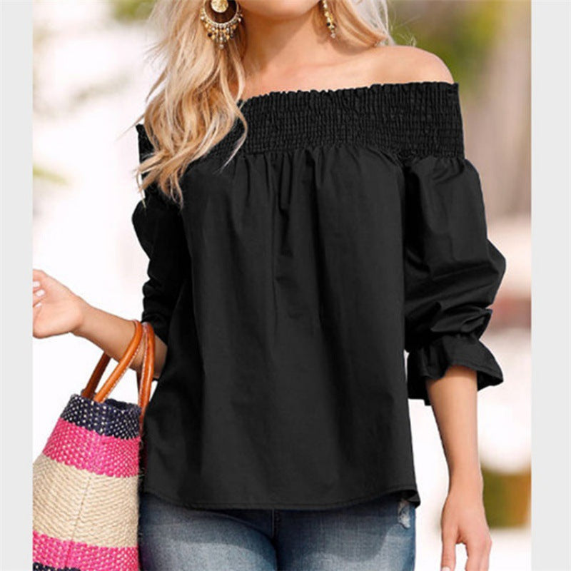 Damen Off-Shoulder Bluse mit Puffärmeln und Schleifendetail Heidi-Mode